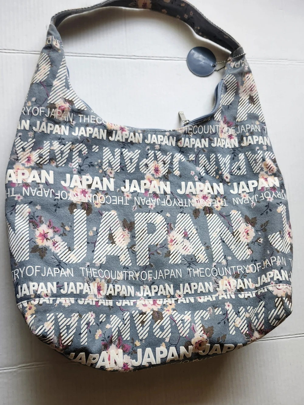 Robin Ruth Blue Floral 'JAPAN' Print Hobo Bag